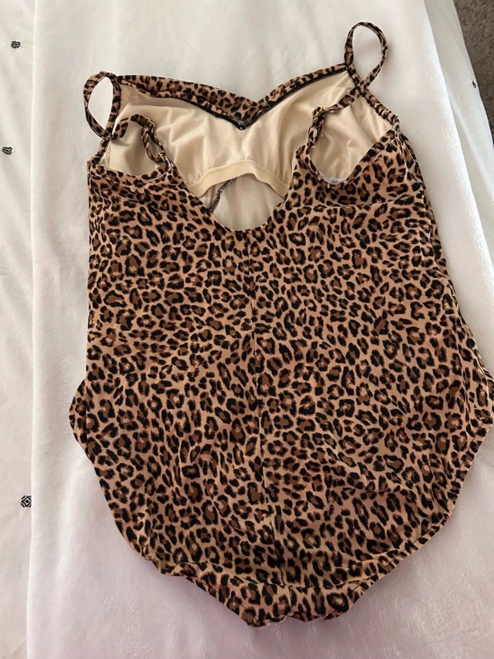 Aqua Green Leopard Print One-Piece Swimsuit in Tan and Black